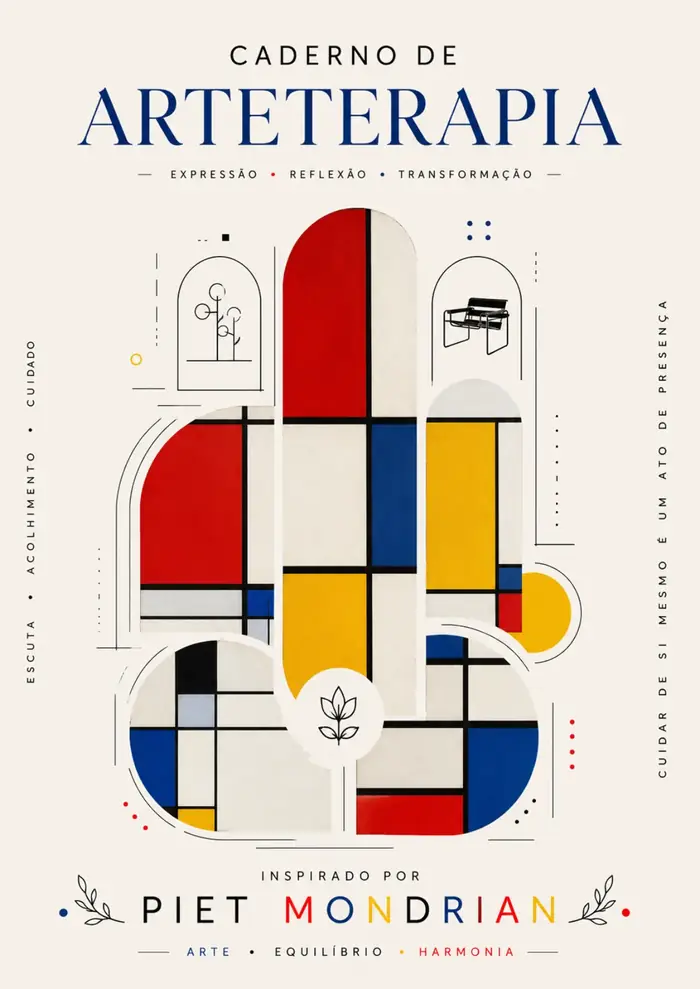Caderno de Arteterapia inspirado em Piet Mondrian